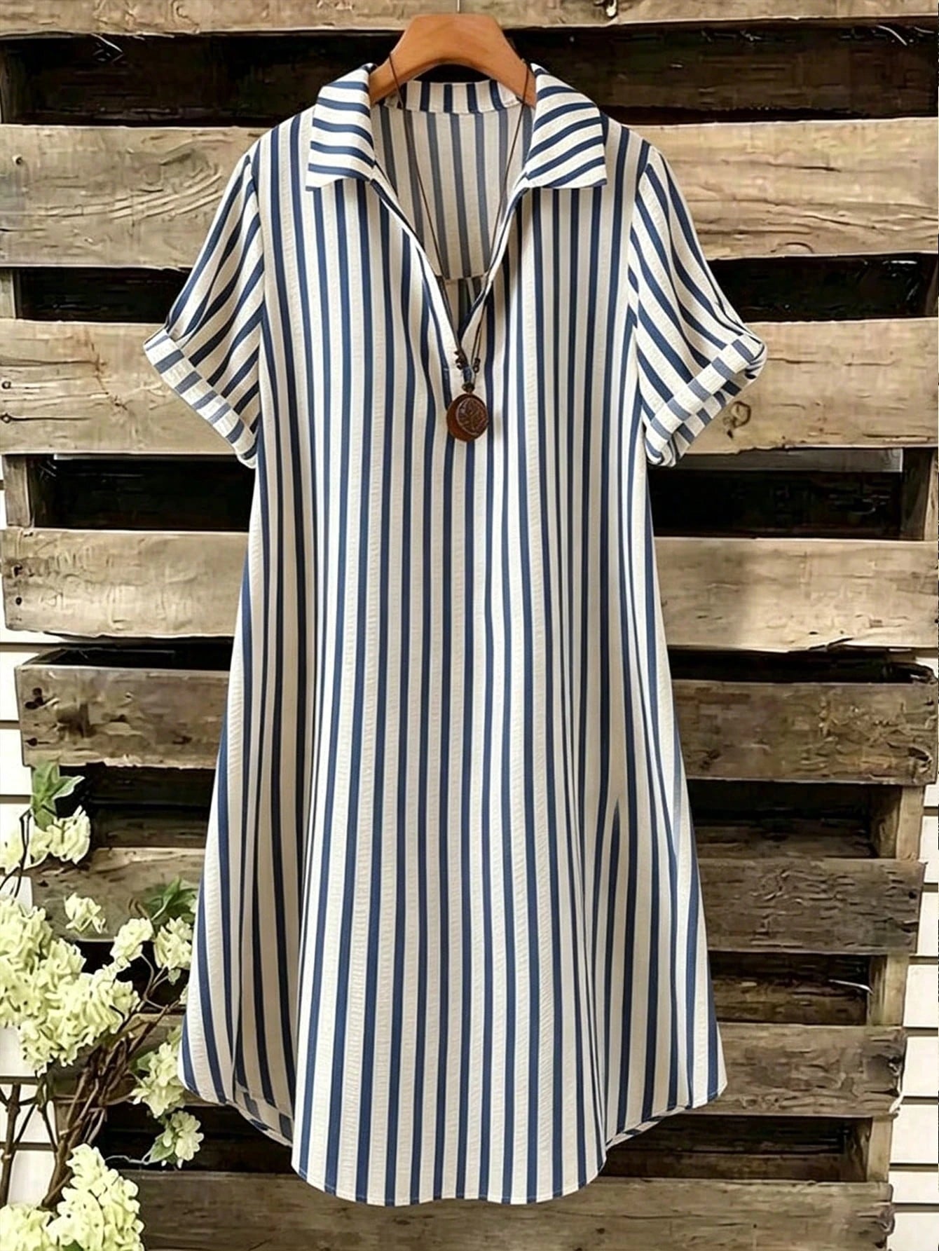 Women's Striped V Neck Dress