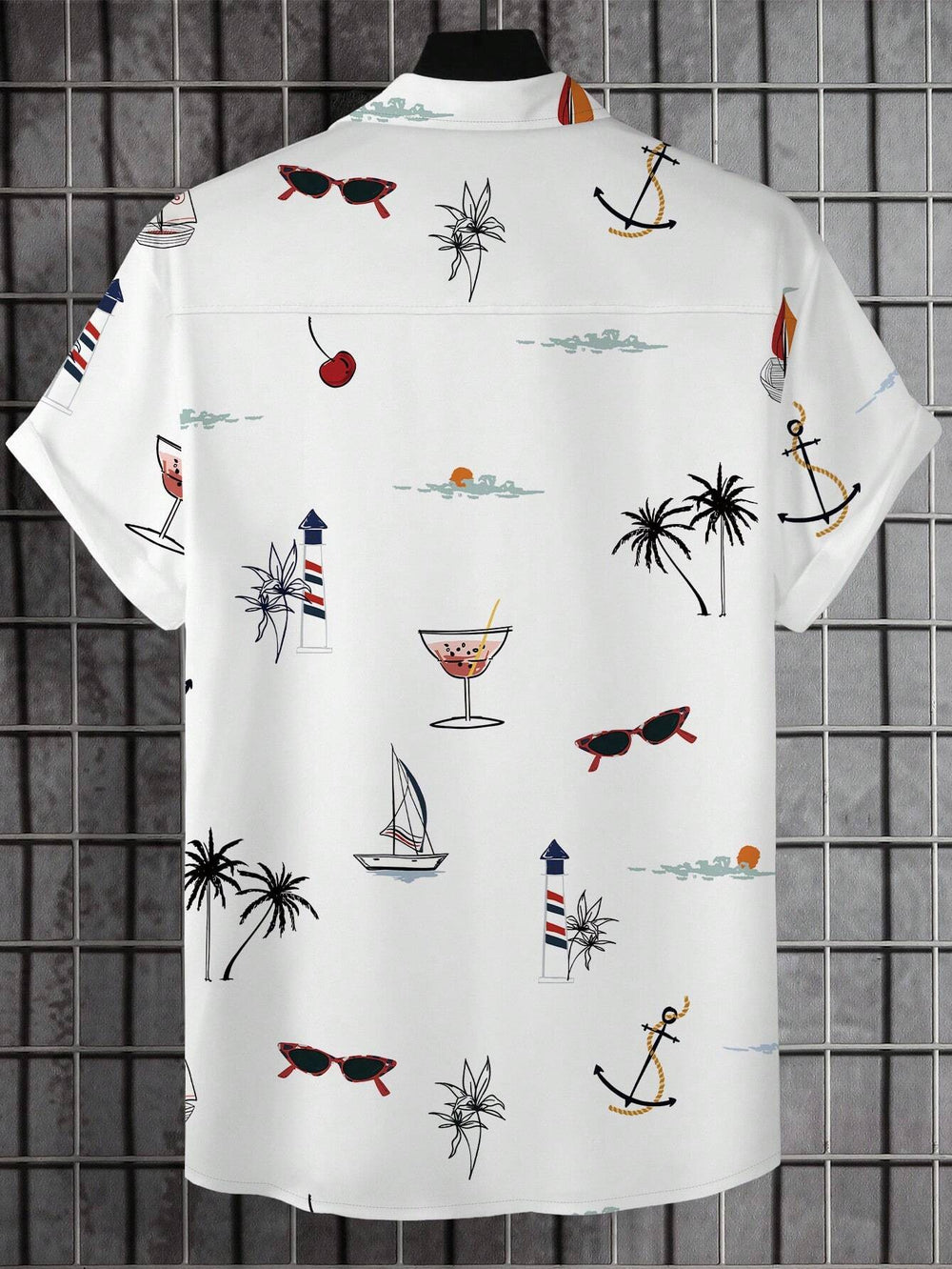 Men's Floral Palm Print Button Shirt
