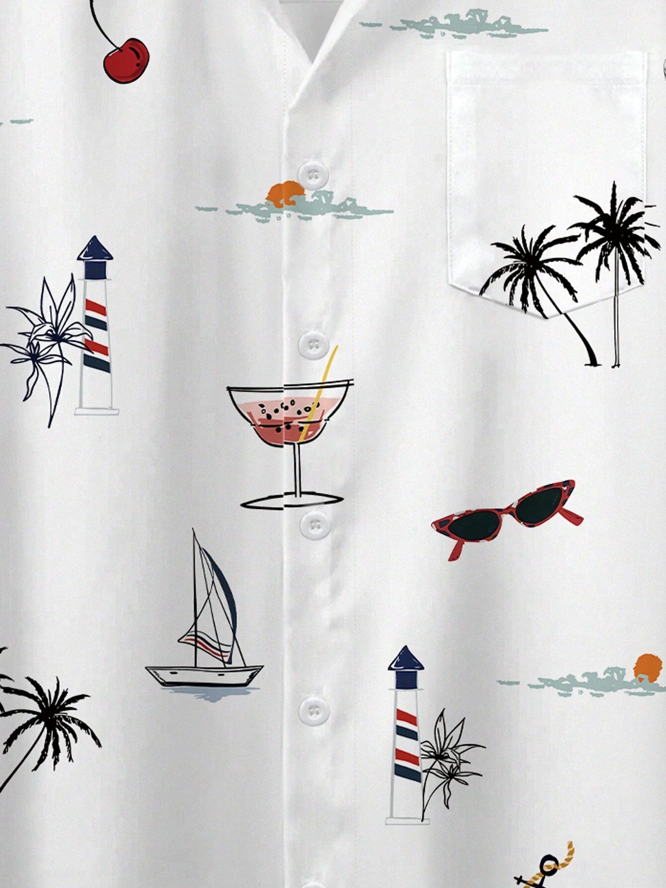 Men's Floral Palm Print Button Shirt