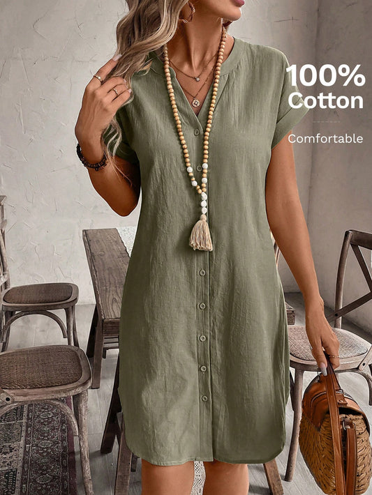 Women's Button Casual Mini Dress