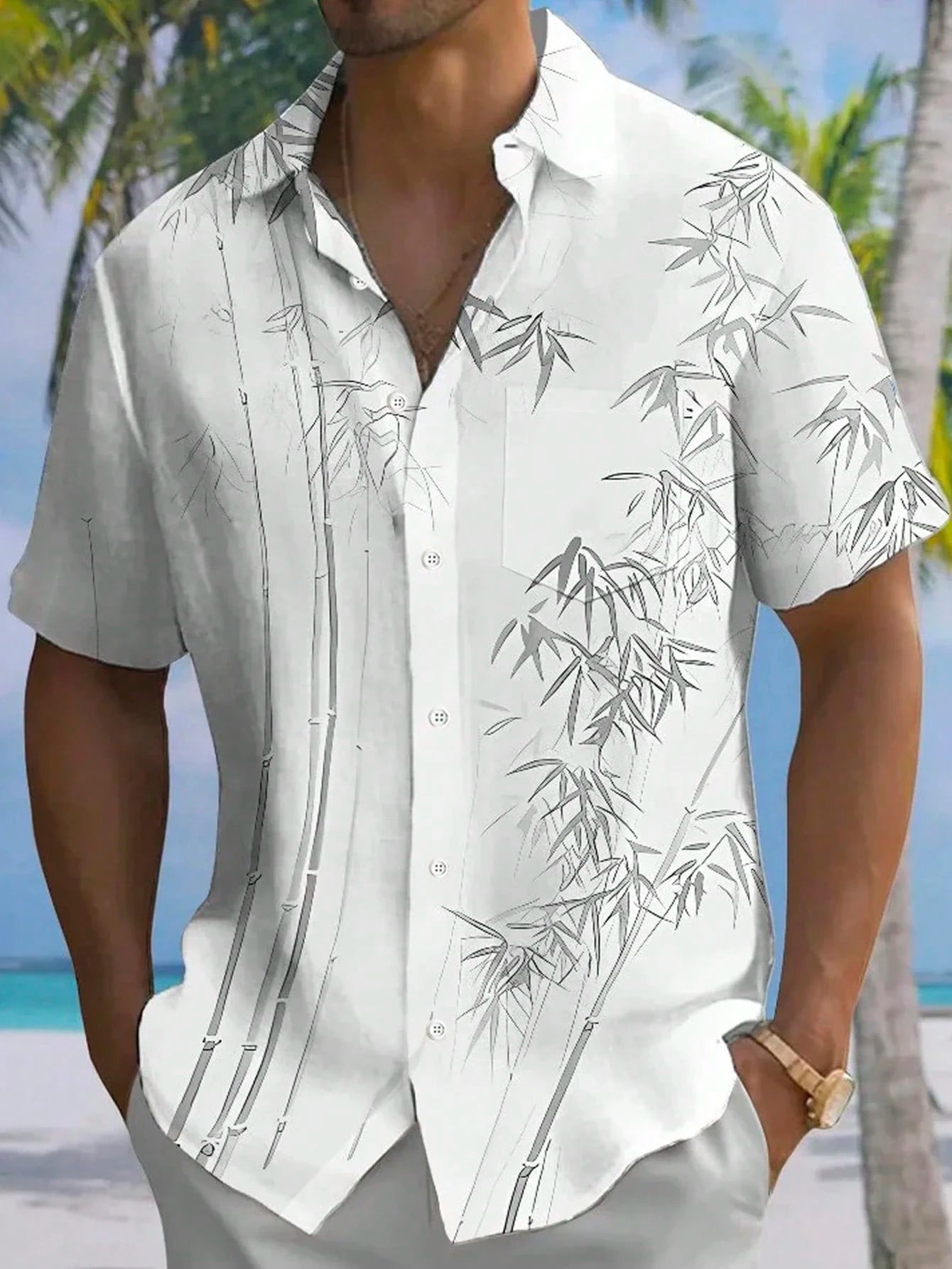 Men's Print Relaxed Button Shirt