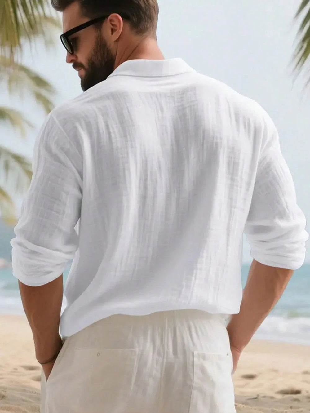 Men's Linen Relaxed Polo Shirt