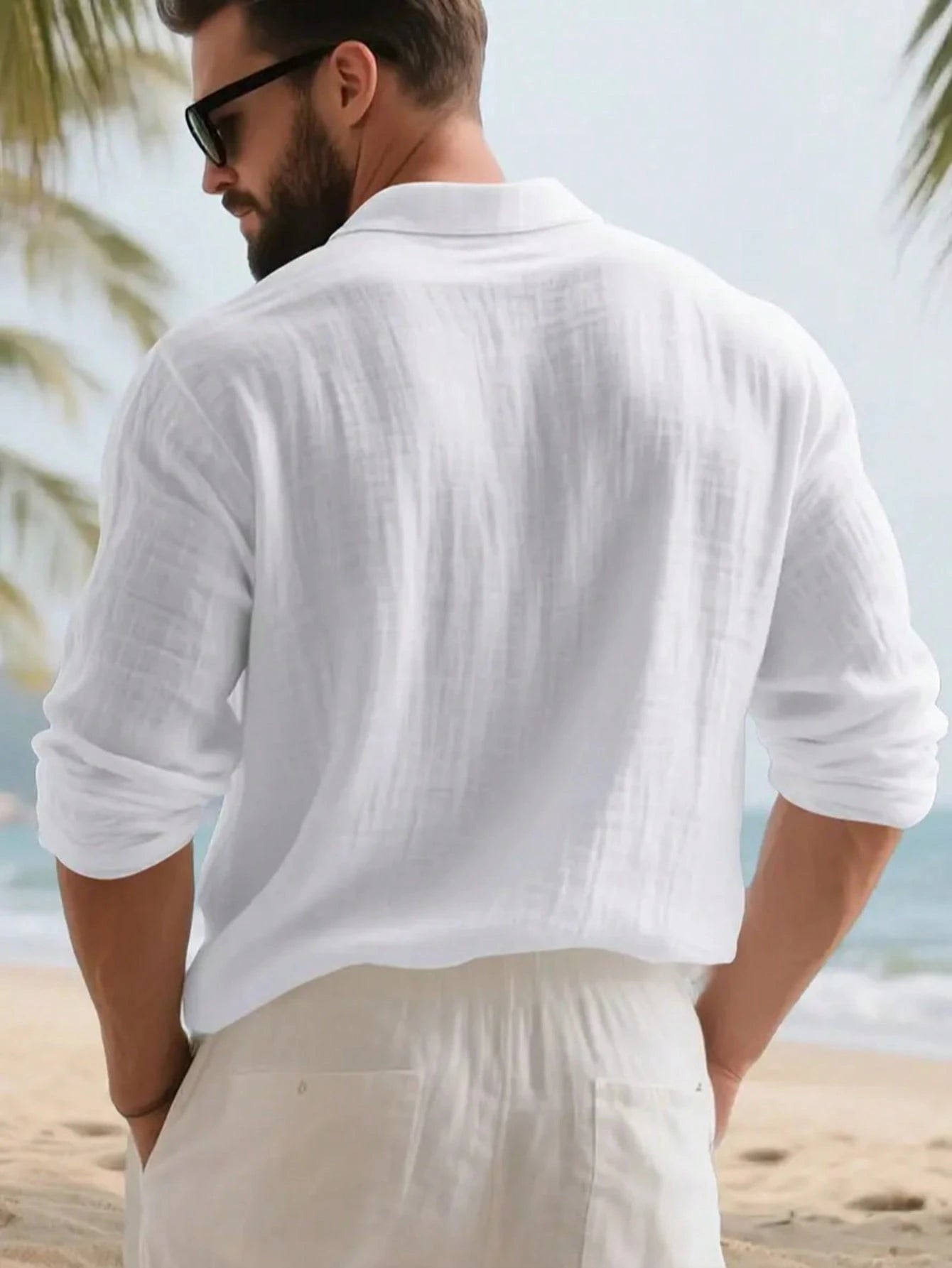 Men's Linen Relaxed Polo Shirt