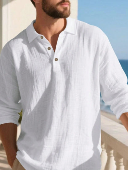 Men's Linen Relaxed Polo Shirt