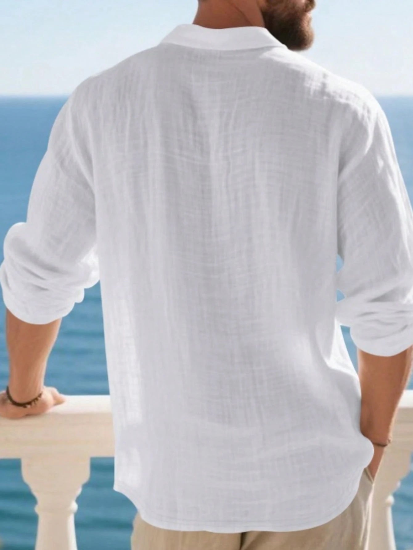 Men's Linen Relaxed Polo Shirt