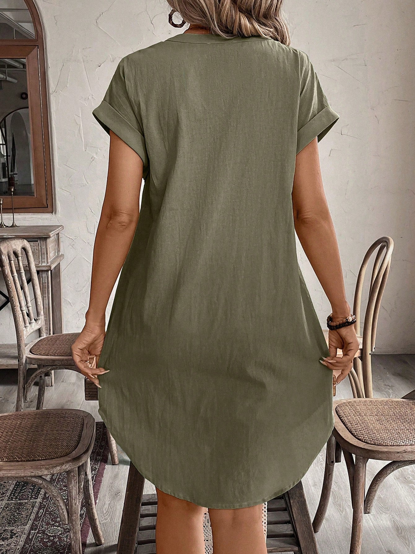 Women's Button Casual Mini Dress