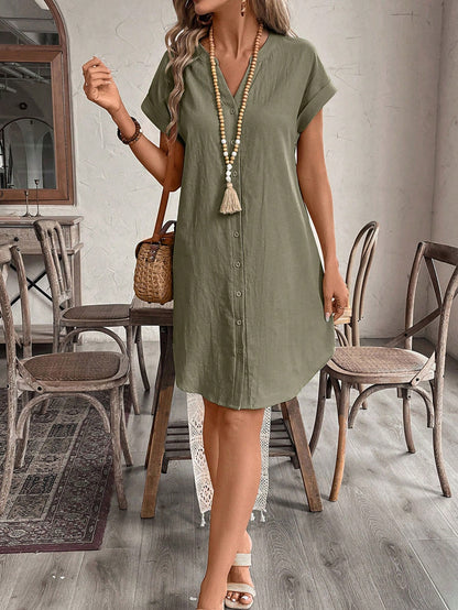 Women's Button Casual Mini Dress
