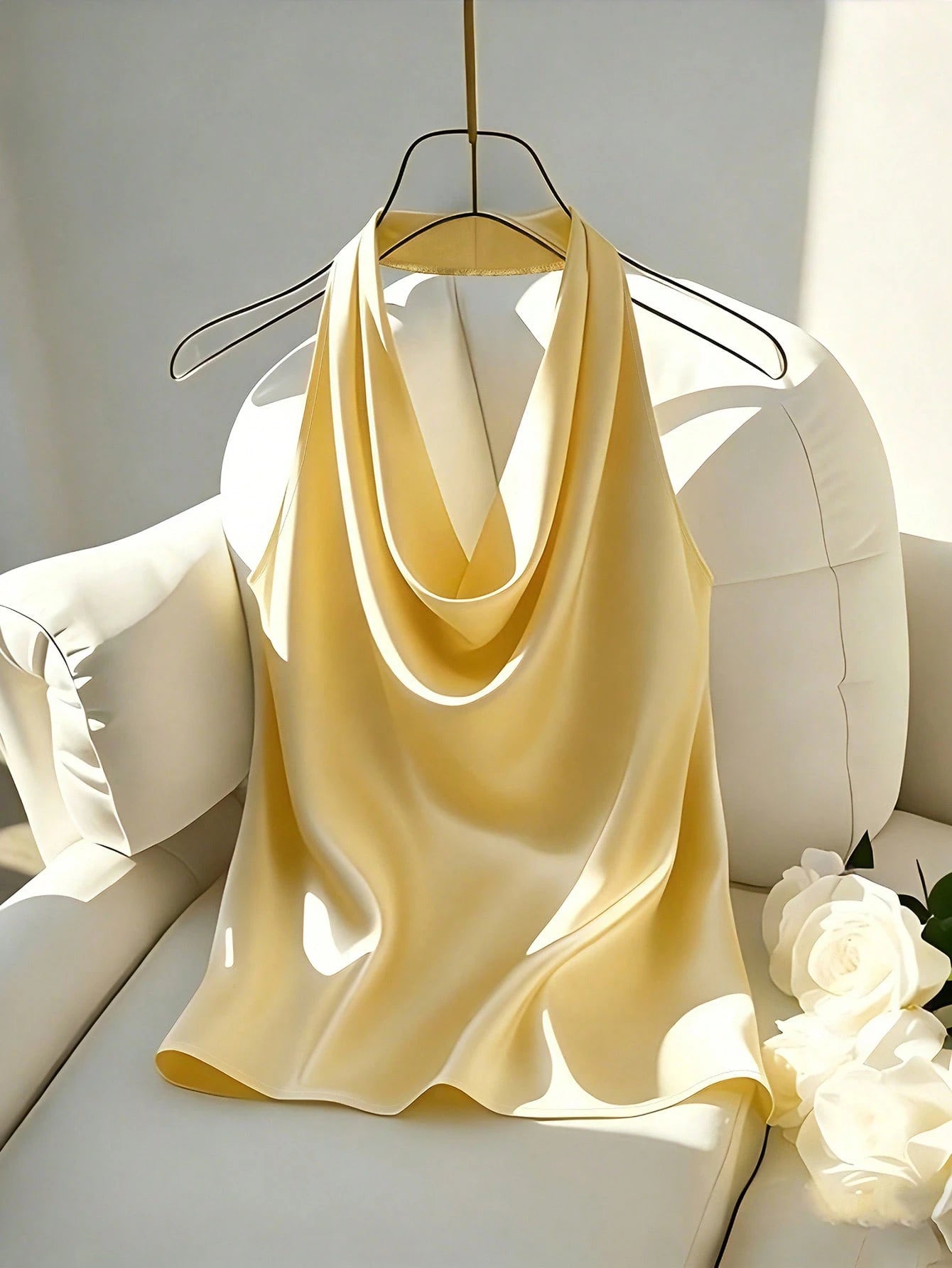 Women's Satin Halter Tank Top