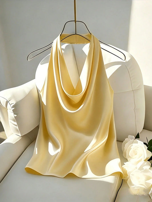 Women's Satin Halter Tank Top