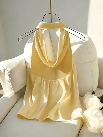 Women's Satin Halter Tank Top
