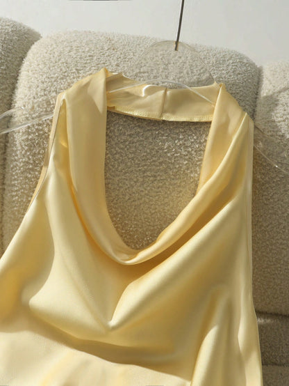 Women's Satin Halter Tank Top