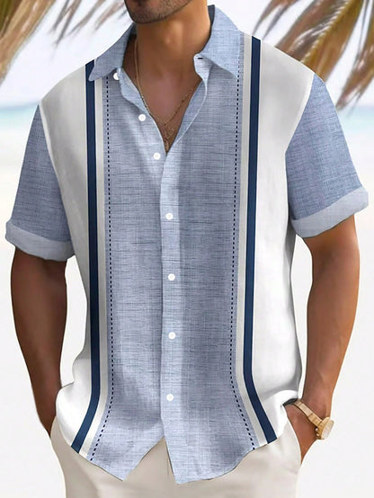 Men's Textured Striped Button Shirt