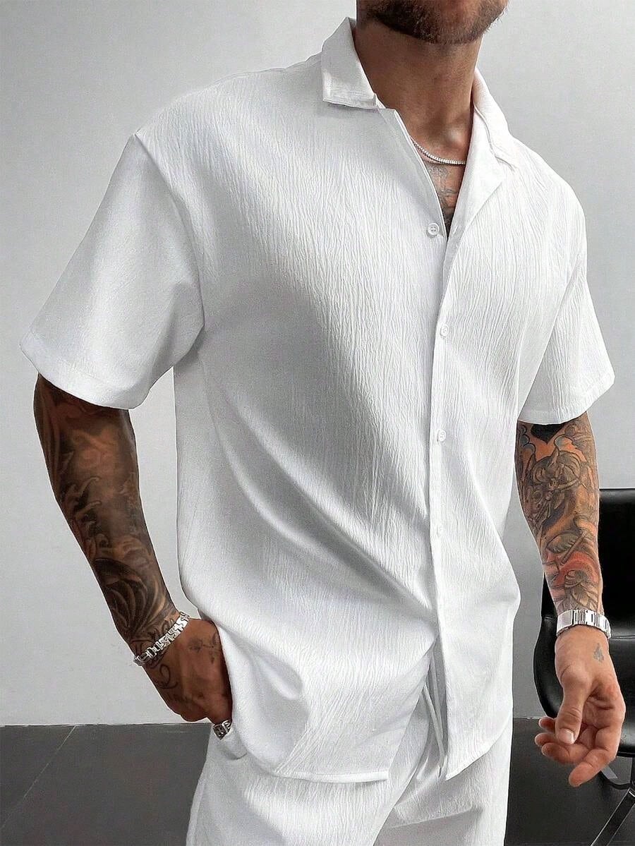 Men's Linen Cuban Collar Shirt Set