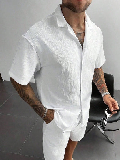 Men's Linen Cuban Collar Shirt Set