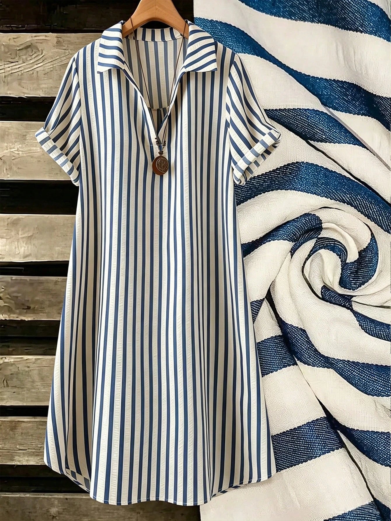 Women's Striped V Neck Dress