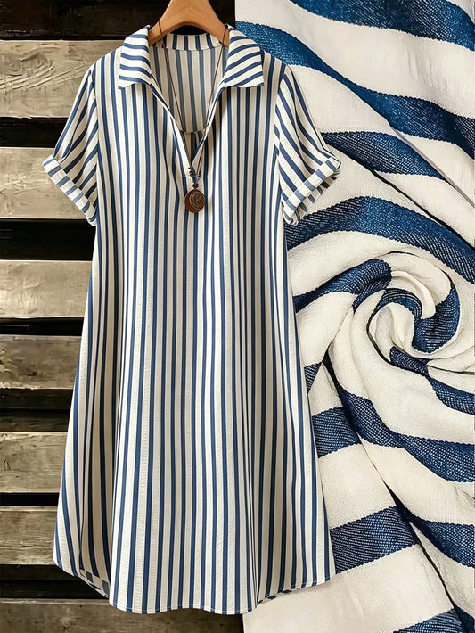 Women's Striped V Neck Dress