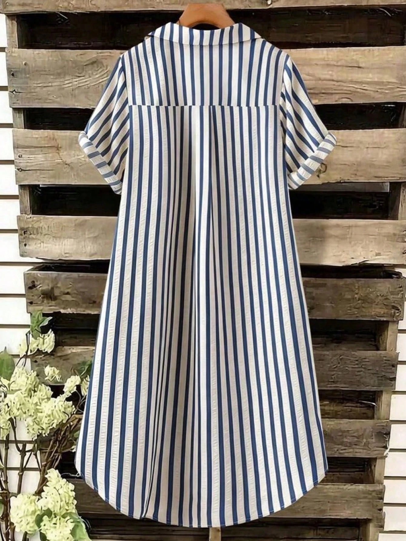 Women's Striped V Neck Dress