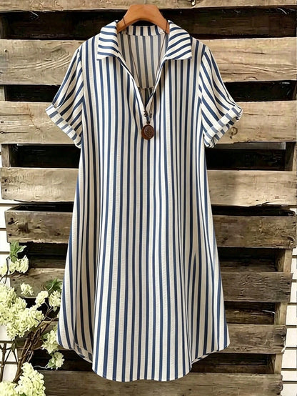 Women's Striped V Neck Dress