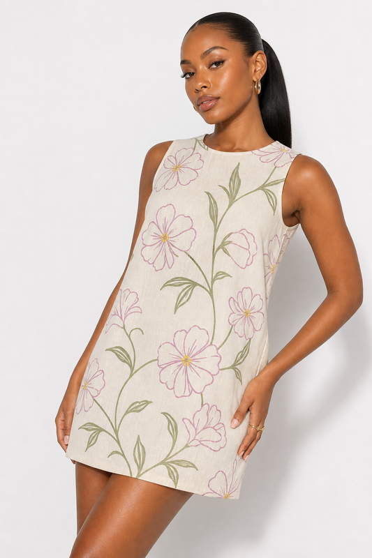 Women's Fashionable Floral Print Short Vacation Dress