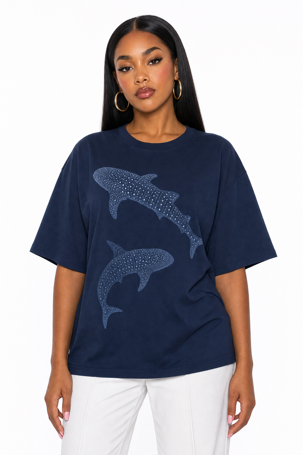 Vacation Outfits For Women2026Blue Whale Shark Simple Printing T-Shirts Women Summer Tops Comfortable O-Neck T Shirt Fashion Casual Women Clothes