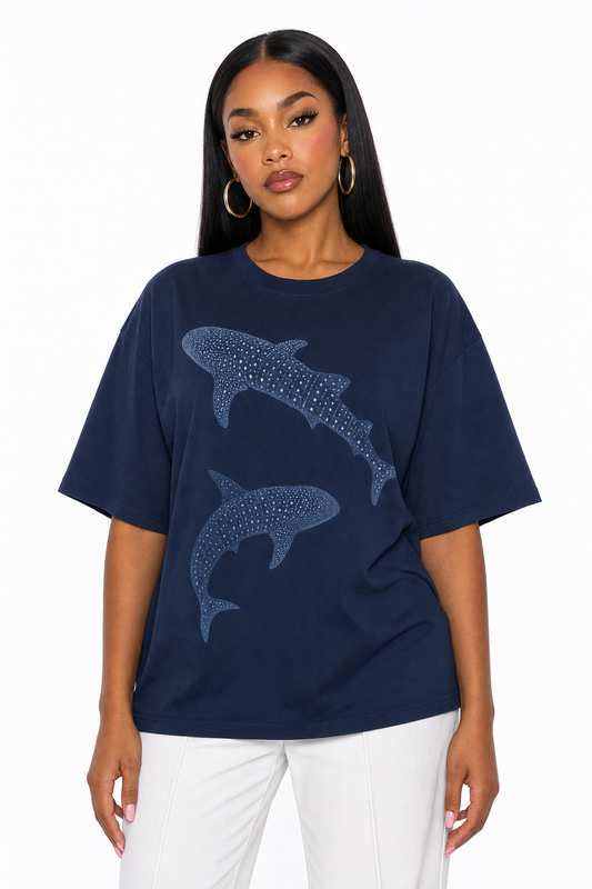 Vacation Outfits For Women2026Blue Whale Shark Simple Printing T-Shirts Women Summer Tops Comfortable O-Neck T Shirt Fashion Casual Women Clothes