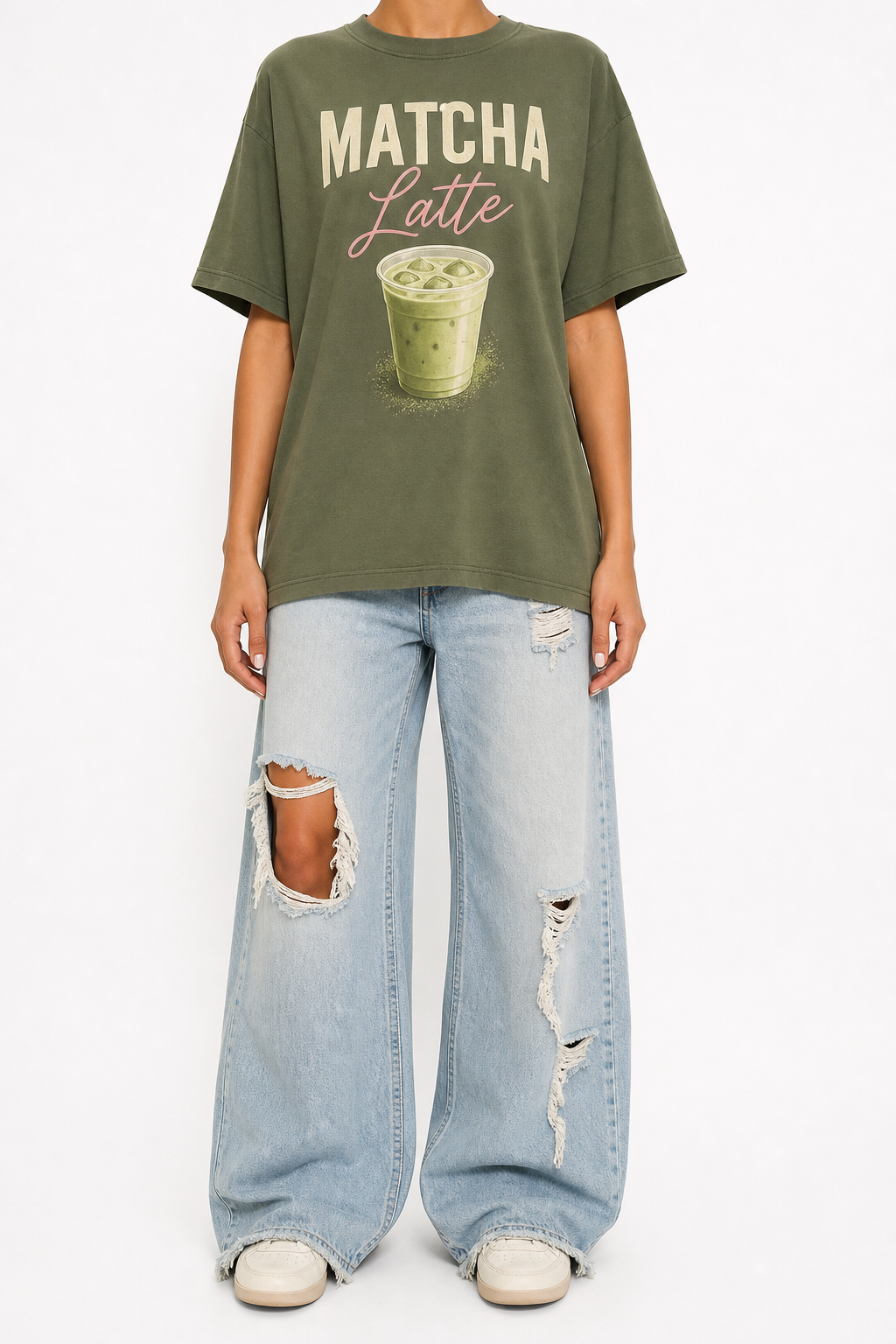 Matcha Lovers' Casual Fashion Loose-Fitting Round-Neck Short-Sleeve Pink T-Shirt For Women, A Short-Sleeve Round-Neck Casual Top For Ladies 2026