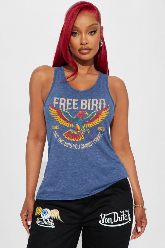 Women's Free Bird Eagle Retro Graphic Racerback Tank Top, 180G Vest Casual Summer Top, Classic Rock Lyric Tees, Vacation Outfits Women, Summer Clothes