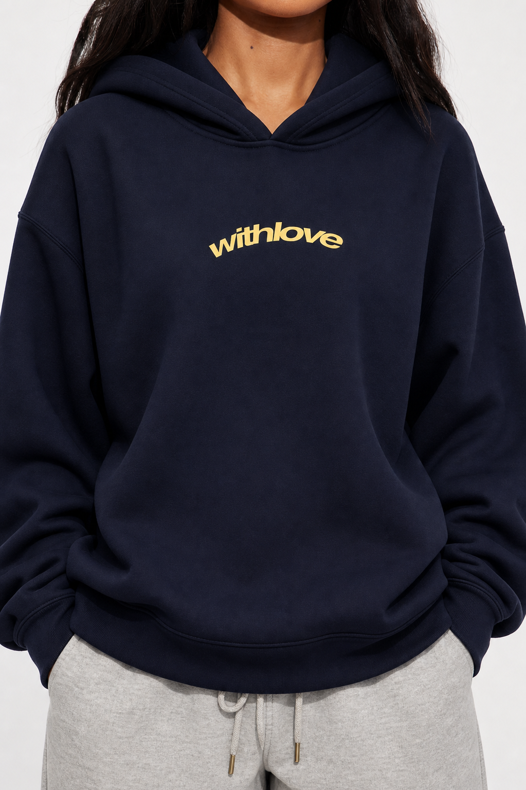 Women Loose Hooded Sweatshirt, Withlove Letter Back Print Ins Vintage Style Lined Cordless Pullover, Lazy Fit Casual Daily Home Comfort Hoodie