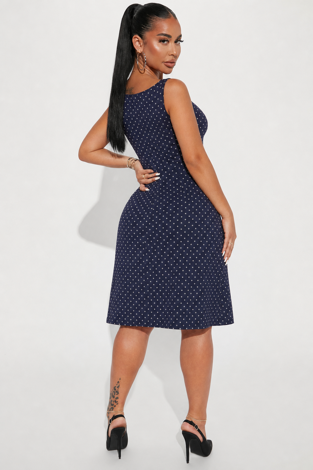 Summer Dress, Blue Spaghetti Strap Mini Dress, Party, Daily Wear, Wedding, Elegant, Date, Outing Outfit, Polka Dot Dress