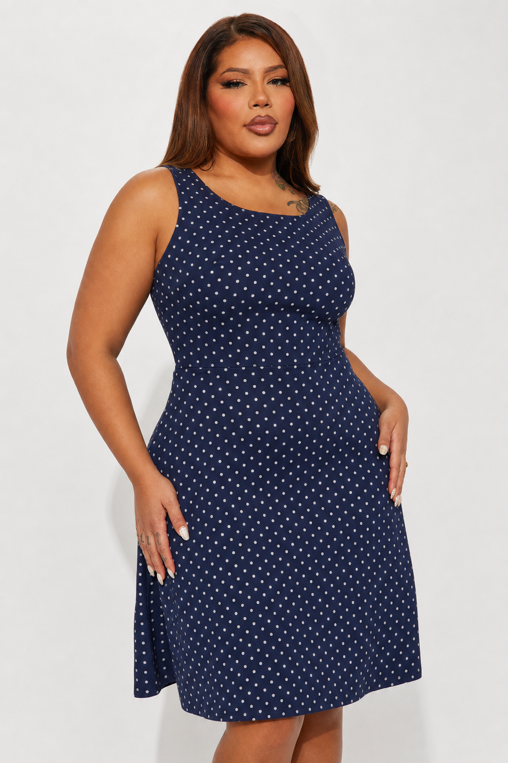 Summer Dress, Blue Spaghetti Strap Mini Dress, Party, Daily Wear, Wedding, Elegant, Date, Outing Outfit, Polka Dot Dress