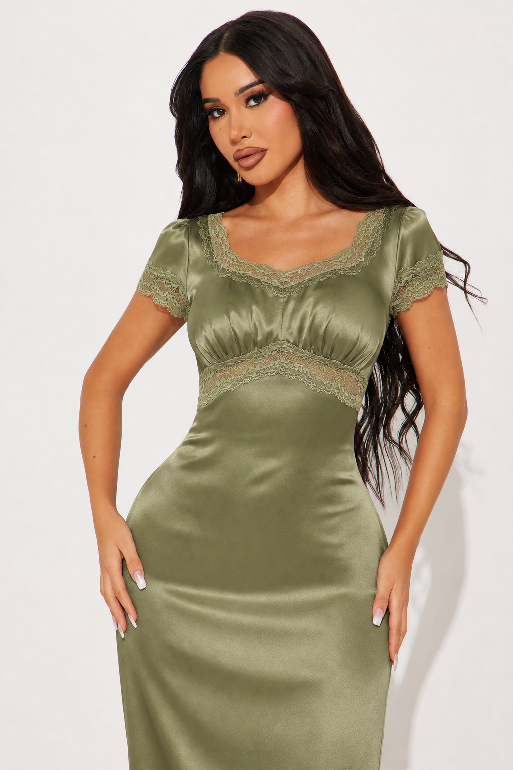SHEIN LUNE Lace Patchwork Petal Sleeve Cinched Waist Bow A-Line Casual Loose Elegant Commuter Retro Spring/Summer Mini Dress For Women,Dresses For Women Summer