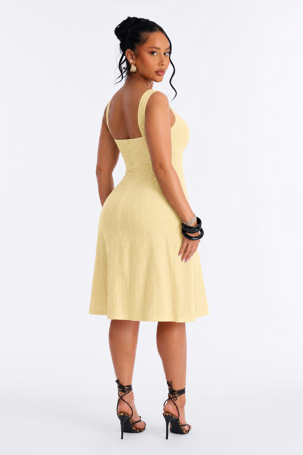 Easowa Women's Pastel Yellow Textured Sleeveless Wrap Dress, Effortless Chic Cute Summer Outfit For Brunch Vacation, Countryside Picnic Spring Vacations